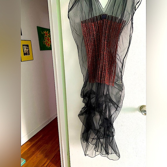 LEGATTE JEANS BY SAVE THE QUEEN MAXI MESH DRESS, SUZE M - Picture 2 of 6